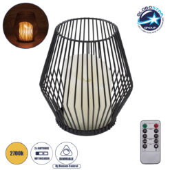 LOC LED Of Cyprus - GloboStar® CANDLE 76493 Διακοσμητικό Realistic Κερί με LED Εφέ Κινούμενης Φλόγας - Μπαταρίας 2 x AA (Δεν Συμπεριλαμβάνονται) & Ασύρματο Χειριστήριο IR Θερμό Λευκό 2700K Dimmable Μαύρο Φ14 x Υ16cm