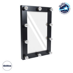 LOC LED Of Cyprus - GloboStar® MAKEUP MIRROR-60x90-5 Μοντέρνος Καθρέπτης Μακιγιάζ με Πλαίσιο Φυσικού Ξύλου με Διακόπτη On/Off 10 x E27 AC220-240V - Μ60 x Π7 x Υ90cm - Μαύρος Έβενος