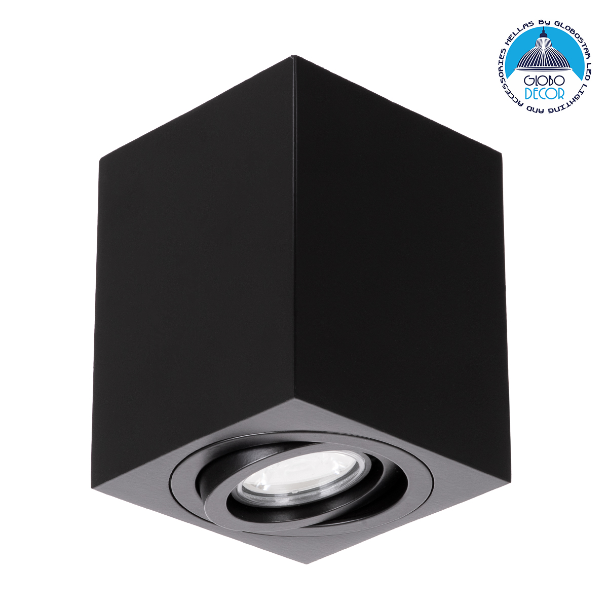 LOC LED Of Cyprus - GloboStar® AKIRA 60621 Επιφανειακό Κινούμενο Τετράγωνο Φωτιστικό Σποτ Αλουμινίου με Ντουί GU10 AC 220-240V IP44 Μ8 x Π8 x Υ10cm - Μαύρο - 5 Years Warranty