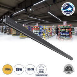 LOC LED Of Cyprus - GloboStar® OFFICE 61025-S Γραμμικό Φωτιστικό Οροφής Linear LED 18W 2170lm 120° AC 220-240V Μ120 x Π2 x Υ4cm Θερμό Λευκό 2700K - Μαύρο - 3 Years Warranty