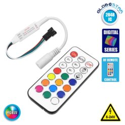 LOC LED Of Cyprus - GloboStar® 73441 Ασύρματος LED Mini Dream-Color Magic Digital RGBW Controller με Χειριστήριο RF 21 Keys για LED Digital RGBW Προϊόντα 5v - 12v - 24v 2048 IC