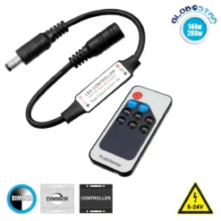 LOC LED Of Cyprus - GLOBOSTAR® DIMMEROLI 73308 Dimmer με RF Ασύρματο Χειριστήριο με 1 x 6A 144W Κανάλι DC 5-24V 6A 144W Max IP20 - RF2.4Ghz - Μ25 x Π1.3 x Υ0.5cm - 2 Χρόνια Εγγύηση