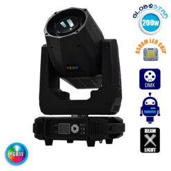 LOC LED Of Cyprus - Επαγγελματική Κινούμενη Ρομποτική Κεφαλή BEAM CREE LED ΖΟΟΜ 2° 200W 230V DMX512 RGBW GloboStar 51165