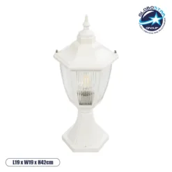 LOC LED Of Cyprus - GloboStar® ENGLAND 202-0010 Vintage Επιδαπέδιο Φωτιστικό Φαναράκι Μονόφωτο 1 x E27 IP44 Λευκό & Διάφανο Πλαστικό - Μ20 x Π20 x Υ45cm