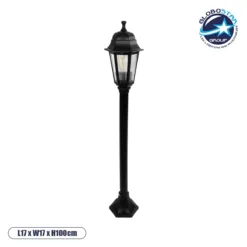 LOC LED Of Cyprus - GloboStar® VITRO 203-0192 Vintage Επιδαπέδιο Φωτιστικό Κολωνάκι Κήπου Μονόφωτο 1 x E27 IP44 Μαύρο & Διάφανο Πλαστικό - Μ17 x Π17 x Υ100cm