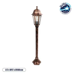 LOC LED Of Cyprus - GloboStar® VITRO 203-0197 Vintage Επιδαπέδιο Φωτιστικό Κολωνάκι Κήπου Μονόφωτο 1 x E27 IP44 Χάλκινο & Διάφανο Πλαστικό - Μ17 x Π17 x Υ100cm