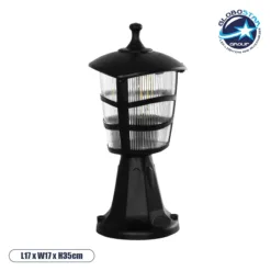 LOC LED Of Cyprus - GloboStar® ZARDIN 203-0205 Vintage Επιδαπέδιο Φωτιστικό Φαναράκι Μονόφωτο 1 x E27 IP44 Μαύρο & Διάφανο Πλαστικό - Μ17 x Π17 x Υ35cm