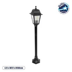 LOC LED Of Cyprus - GloboStar® SOLME 203-0212 Vintage Επιδαπέδιο Φωτιστικό Κολωνάκι Κήπου Μονόφωτο 1 x E27 IP44 Μαύρο & Διάφανο Πλαστικό - Μ22 x Π22 x Υ100cm