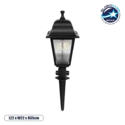 LOC LED Of Cyprus - GloboStar® SOLME 203-0213 Vintage Καρφωτό Φωτιστικό Φαναράκι Μονόφωτο 1 x E27 IP44 Μαύρο & Διάφανο Πλαστικό - Μ22 x Π22 x Υ35cm