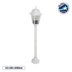 LOC LED Of Cyprus - GloboStar® SOLME 203-0222 Vintage Επιδαπέδιο Φωτιστικό Κολωνάκι Κήπου Μονόφωτο 1 x E27 IP44 Λευκό & Διάφανο Πλαστικό - Μ22 x Π22 x Υ100cm