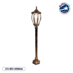 LOC LED Of Cyprus - GloboStar® VERDI 203-0236 Vintage Επιδαπέδιο Φωτιστικό Κολωνάκι Κήπου Μονόφωτο 1 x E27 IP44 Χάλκινο & Διάφανο Πλαστικό - Μ17 x Π17 x Υ104cm
