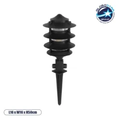 LOC LED Of Cyprus - GloboStar® LANTERNA 203-0242 Μοντέρνο Καρφωτό Φωτιστικό Φαναράκι Μονόφωτο 1 x E27 IP44 Μαύρο & Διάφανο Πλαστικό - Μ16 x Π16 x Υ50cm