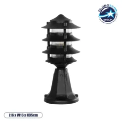 LOC LED Of Cyprus - GloboStar® LANTERNA 203-0243 Μοντέρνο Επιδαπέδιο Φωτιστικό Φαναράκι Μονόφωτο 1 x E27 IP44 Μαύρο & Διάφανο Πλαστικό - Μ16 x Π16 x Υ35cm