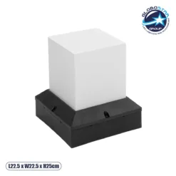 LOC LED Of Cyprus - GloboStar® CUBIX 203-0245 Μοντέρνο Επιδαπέδιο Φωτιστικό Μονόφωτο 1 x E27 IP44 Μαύρο Πλαστικό - Μ22.5 x Π22.5 x Υ25cm