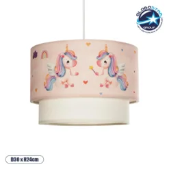 LOC LED Of Cyprus - GLOBOSTAR® PONY 204-0016 Παιδικό Κρεμαστό Φωτιστικό Οροφής με Ντουί 1 x E27 AC 220-240V IP20 - Ροζ - Μ30 x Π30 x Υ24cm