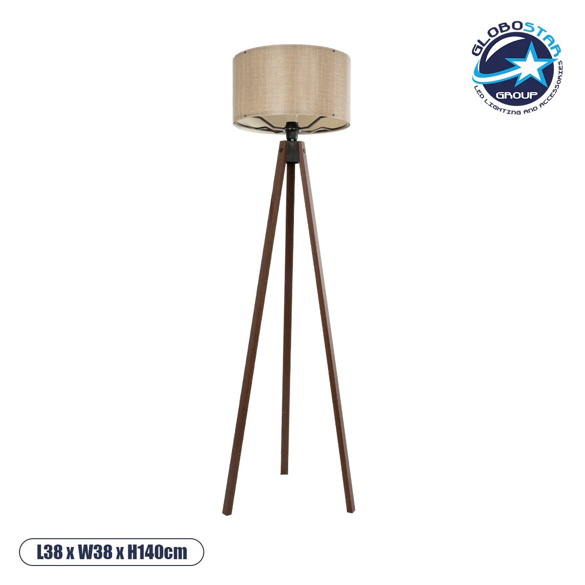 LOC LED Of Cyprus - GLOBOSTAR® SAGA 204-0040 Μοντέρνο Επιδαπέδιο Φωτιστικό με Ντουί 1 x E27 AC 220-240V IP20 - Καφέ & Μπεζ - Μ38 x Π38 x Υ140cm