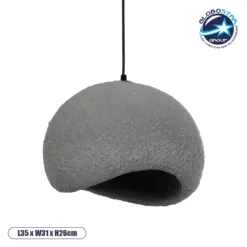 LOC LED Of Cyprus - GLOBOSTAR® STONE 204-0122 Μοντέρνο Κρεμαστό Φωτιστικό Οροφής με Ντουί 1 x E27 AC 220-240V IP20 - Γκρι - Μ35 x Π31 x Υ26cm