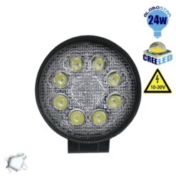 LOC LED Of Cyprus - GloboStar® 29999 PRO Series Προβολέας Εργασίας - Working Light για Αυτοκίνητα & Φορτηγά Στρογγυλός 24W 10-30V 3360lm 30° Αδιάβροχος IP65 Ψυχρό Λευκό 6000k