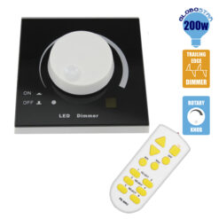 LOC LED Of Cyprus - Ασύρματο LED Dimmer Τοίχου Μαύρο 220v (200w) Trailing Edge GloboStar 50050
