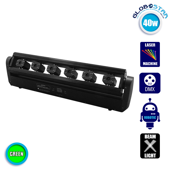 LOC LED Of Cyprus - Επαγγελματική Μπάρα Laser με 6x60mw/532nm Κεφαλές 230V 3° DMX512 Πράσινο GloboStar 51164