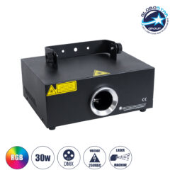 LOC LED Of Cyprus - GloboStar® ARES 51127 Επαγγελματικό Laser Projector 30W 1000Mw 300mW RED/635nm - 100mW GREEN/532nm - 600mW BLUE/450nm - AC 220V-240V IP20 3in1 RGB DMX512 - Μ23.5 x Π18 x Υ10cm - 2 Χρόνια Εγγύηση