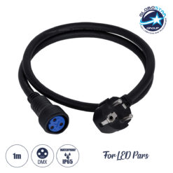 LOC LED Of Cyprus - GloboStar® 51172 Καλώδιο Ρεύματος 3PIN DMX512 1 Μέτρο από Female XLR σε Male Πρίζα Schuko Τερματισμένο Αδιάβροχο IP65 Μ100cm - Μαύρο