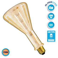 LOC LED Of Cyprus - GLOBOSTAR® DISPENSER 99214 Λάμπα E27 DPN150 LED 4W 400lm 360° AC 220-240V IP20 Ultra Θερμό Λευκό 2200K - Diode HP Filament Chip - Μελί - Μ14.9 x Π14.9 x Υ28.5cm - 3 Χρόνια Εγγύηση