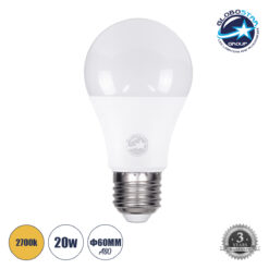 LOC LED Of Cyprus - GLOBOSTAR® GLOBE 60038 Λάμπα E27 A60 LED 20W 2200lm 260° AC 220-240V IP20 Θερμό Λευκό 2700K - Lumileds SMD Chip - Λευκό Γαλακτερό - Μ6 x Π6 x Υ11cm - 3 Χρόνια Εγγύηση