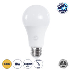LOC LED Of Cyprus - GLOBOSTAR® GLOBE 60056 Λάμπα E27 A60 με Αισθητήρα Κίνησης Microwave LED 10W 940lm 260° AC 220-240V IP20 Θερμό Λευκό 2700K - Lumileds SMD Chip - Λευκό Γαλακτερό - Μ6 x Π6 x Υ11cm - 3 Χρόνια Εγγύηση