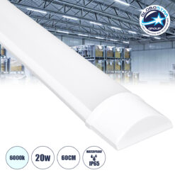 LOC LED Of Cyprus - GloboStar® 60155 LED Γραμμικό Βιομηχανικό Φωτιστικό Tri-Proof 60cm 20W 1886lm 120° AC 220-240V Αδιάβροχο IP65 Μ60 x Π7.5 x Υ2.5cm Ψυχρό Λευκό 6000K - 2 Χρόνια Εγγύηση