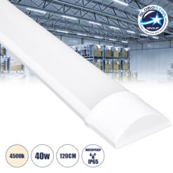 LOC LED Of Cyprus - GLOBOSTAR® MEGORA 60159 Γραμμικό Βιομηχανικό Φωτιστικό Tri-Proof LED 40W 3727lm 120° AC 220-240V Αδιάβροχο IP65 Φυσικό Λευκό 4500K - Lumileds SMD Chip - Μ120 x Π7.5 x Υ2.5cm - 2 Χρόνια Εγγύηση