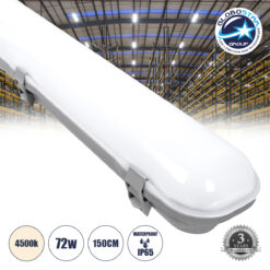 LOC LED Of Cyprus - GloboStar® 60177 LED Γραμμικό Βιομηχανικό Φωτιστικό Tri-Proof 150cm 72W 8306lm 120° AC 220-240V Αδιάβροχο IP65 Μ150 x Π10