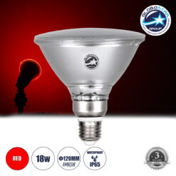 LOC LED Of Cyprus - GLOBOSTAR® GARDENPAR 60229 Σποτ E27 PAR38 Σκληρού Υάλου LED 18W 900lm 60° AC 220-240V Αδιάβροχο IP65 Κόκκινο - Μ12 x Π12 x Υ13cm - 3 Χρόνια Εγγύηση