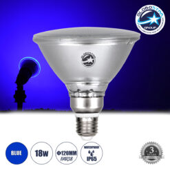 LOC LED Of Cyprus - GLOBOSTAR® GARDENPAR 60231 Σποτ E27 PAR38 Σκληρού Υάλου LED 18W 1200lm 60° AC 220-240V Αδιάβροχο IP65 Μπλε - Lumileds SMD Chip - Μ12 x Π12 x Υ13cm - 3 Χρόνια Εγγύηση