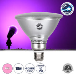 LOC LED Of Cyprus - GLOBOSTAR® GARDENPAR 60232 Σποτ E27 PAR38 Σκληρού Υάλου LED 18W 900lm 60° AC 220-240V Αδιάβροχο IP65 Ροζ - Μ12 x Π12 x Υ13cm - 3 Χρόνια Εγγύηση