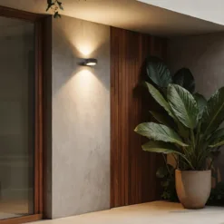 LOC LED Of Cyprus - kelvo® AURA KLV-101-0114 Φωτιστικό Τοίχου / Απλίκα LED 7W 875lm 45° AC 220-240V Αδιάβροχο IP65 Θερμό Λευκό 2700K - Bridgelux COB Chip & TÜV SÜD Driver - Γκρι Ανθρακί Ματ - Μ15 x Π13 x Υ4.5cm - 5 Χρόνια Εγγύηση