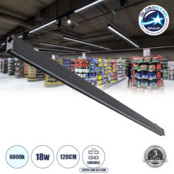 LOC LED Of Cyprus - GLOBOSTAR® MARKET 61020 Μοντέρνο Γραμμικό Επεκτεινόμενο Φωτιστικό Οροφής LED 18W 2230lm 60° AC 220-240V IP20 Ψυχρό Λευκό 6000K - Lumileds SMD Chip - Μαύρο Ματ - Μ120 x Π2 x Υ4cm - 3 Χρόνια Εγγύηση
