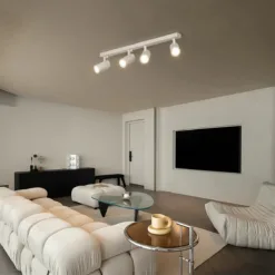 LOC LED Of Cyprus - kelvo® SPOTA KLV-101-0141 Κινούμενο Φωτιστικό Σποτ Οροφής για 4 Λάμπες MR16 με Ντουί GU10 AC 220-240V IP20 - Λευκό Ματ - Μ64 x Π6 x Υ14cm