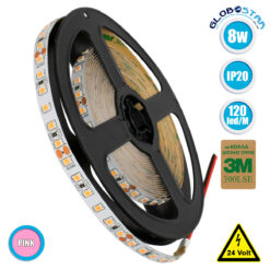 LOC LED Of Cyprus - GLOBOSTAR® LUXA 70237 Ταινία LED 8W/m 640lm/m 120° DC 24V IP20 120 x SMD2835 Chip/m Ροζ Dimmable - Sanan SMD Chip - Μ500 x Π0.8 x Υ0.2cm - Ρολό 5 Μέτρων - 5 Χρόνια Εγγύηση