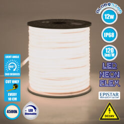 LOC LED Of Cyprus - GLOBOSTAR® NEOTUBE 70581 Ταινία Neon Flex LED 12W/m 960lm/m 360° DC 24V Αδιάβροχο IP65 120 x SMD2835 Chip/m Φυσικό Λευκό 4500K Dimmable - Sanan SMD Chip - Μ100 x Π1.3 x Υ1.3cm - 3 Χρόνια Εγγύηση