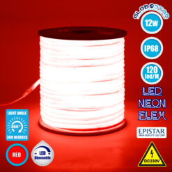 LOC LED Of Cyprus - GLOBOSTAR® NEOTUBE 70593 Ταινία Neon Flex LED 12W/m 600lm/m 360° DC 220-240V Αδιάβροχο IP65 120 x SMD2835 Chip/m Κόκκινο Dimmable - Sanan SMD Chip - Μ100 x Π1.3 x Υ1.3cm - 3 Χρόνια Εγγύηση