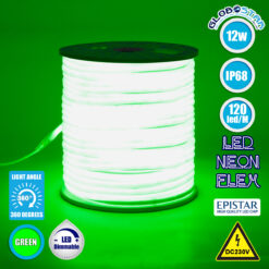 LOC LED Of Cyprus - GLOBOSTAR® NEOTUBE 70594 Ταινία Neon Flex LED 12W/m 600lm/m 360° DC 220-240V Αδιάβροχο IP65 120 x SMD2835 Chip/m Πράσινο Dimmable - Sanan SMD Chip - Μ100 x Π1.3 x Υ1.3cm - 3 Χρόνια Εγγύηση