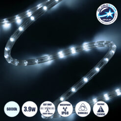 LOC LED Of Cyprus - GLOBOSTAR® LIGHTUBE 70600 Φωτοσωλήνας LED 3.9W/m 195lm/m 360° DC 220-240V Αδιάβροχο IP65 36 x Diode Chip/m Ψυχρό Λευκό 6000K Dimmable - Μ100 x Π1.2 x Υ1.2cm - 2 Χρόνια Εγγύηση
