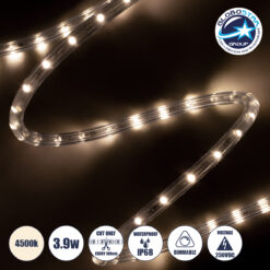 LOC LED Of Cyprus - GLOBOSTAR® LIGHTUBE 70601 Φωτοσωλήνας LED 3.9W/m 176lm/m 360° DC 220-240V Αδιάβροχο IP65 36 x Diode Chip/m Φυσικό Λευκό 4500K Dimmable - Μ100 x Π1.2 x Υ1.2cm - 2 Χρόνια Εγγύηση