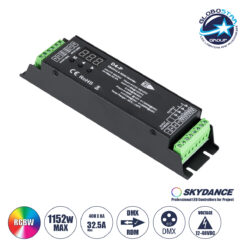 LOC LED Of Cyprus - GLOBOSTAR® SKYDANCE-D4-P 70669 DC DMX Master Dimmer / Controller / Decoder Υψηλής Ταχύτητας με 4 x 8A 384W Κανάλια 12-48V 32.5A 1152W Max IP20 - DMX512 & RDM - Μ17.5 x Π4.5 x Υ2.8cm - 5 Χρόνια Εγγύηση