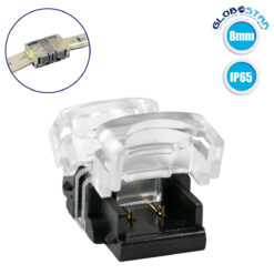 LOC LED Of Cyprus - GLOBOSTAR® STRIPCON 70715 Ταχυσύνδεσμος για Μονόχρωμη Ταινία LED 8mm σε 8mm Αδιάβροχο IP65 - Διάφανο - Μ1.3 x Π1.9 x Υ0.8cm