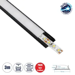 LOC LED Of Cyprus - GloboStar® CURVED-PROFILE 70804-3M Προφίλ Αλουμινίου - Βάση & Ψύκτρα Ταινίας LED με Λευκό Γαλακτερό Κάλυμμα - Επιφανειακή Χρήση - Εύκαμπτο με Δυνατότητα Κυρτής Τοποθέτησης - Πατητό Κάλυμμα - Μαύρο - 3 Μέτρα - Πακέτο 5 Τεμαχίων - Μ300 x Π1.8 x Υ0.5cm