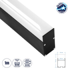 LOC LED Of Cyprus - GloboStar® SURFACEPENDANT-PROFILE 70832-1M Προφίλ Αλουμινίου - Βάση & Ψύκτρα Ταινίας LED με Λευκό Γαλακτερό Κάλυμμα - Επιφανειακή & Κρεμαστή Χρήση - Πατητό Κάλυμμα - Μαύρο - 1 Μέτρο - Μ100 x Π3.5 x Υ7.4cm