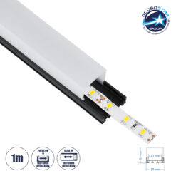 LOC LED Of Cyprus - GLOBOSTAR® ALP-LINEAR GLOA 70849-1M Επιφανειακό & Κρεμαστό Προφίλ Αλουμινίου με Λευκό Γαλακτερό Πατητό Κάλυμμα για Ταινίες LED IP20 - Μαύρο & Λευκό - Μ100 x Π2.6 x Υ2.3cm