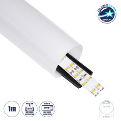 LOC LED Of Cyprus - GLOBOSTAR® ALP-ROUND TUBIT 70856-1M Επιφανειακό & Κρεμαστό Προφίλ Αλουμινίου με Λευκό Γαλακτερό Πατητό Κάλυμμα για Ταινίες LED IP20 - Μαύρο & Λευκό - Μ100 x Π6 x Υ6cm